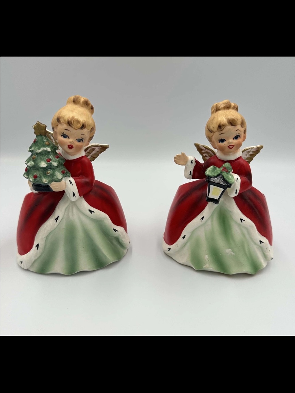 Vtg Lot 2 Napco Napcoware Christmas Tree Angels Lantern Planter Figurines Japan